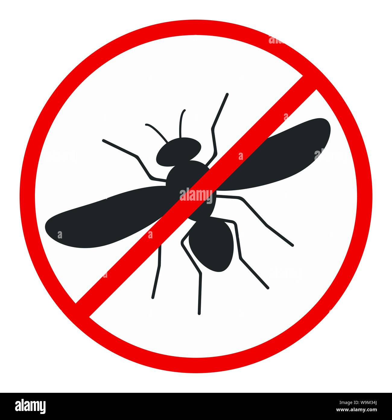 No mosquito flat design icon isolated on white background. Stock Vector