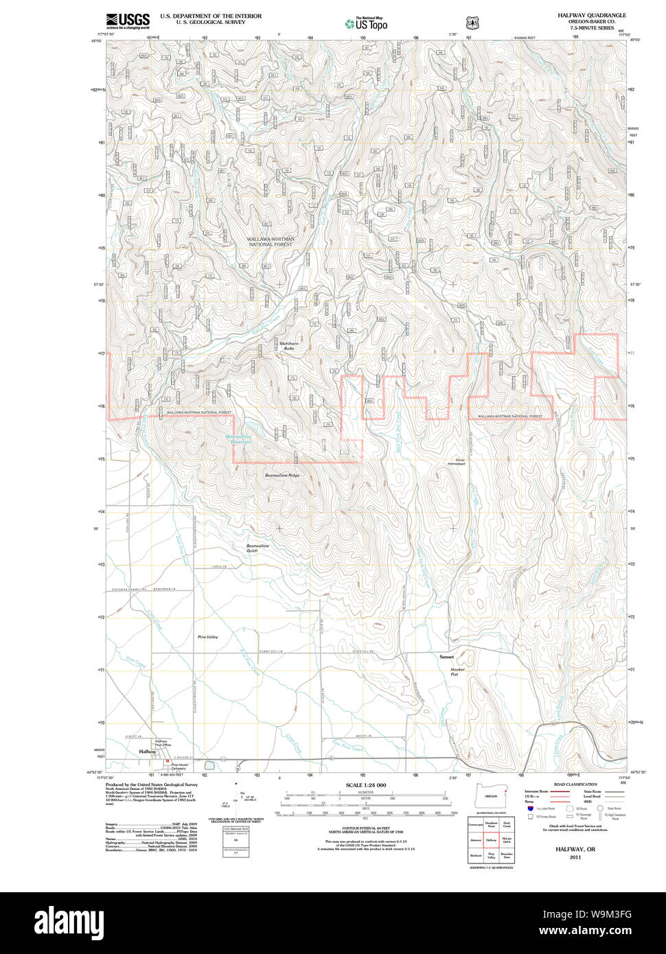 USGS Topo Map Oregon Halfway 20110817 TM Restoration Stock Photo - Alamy