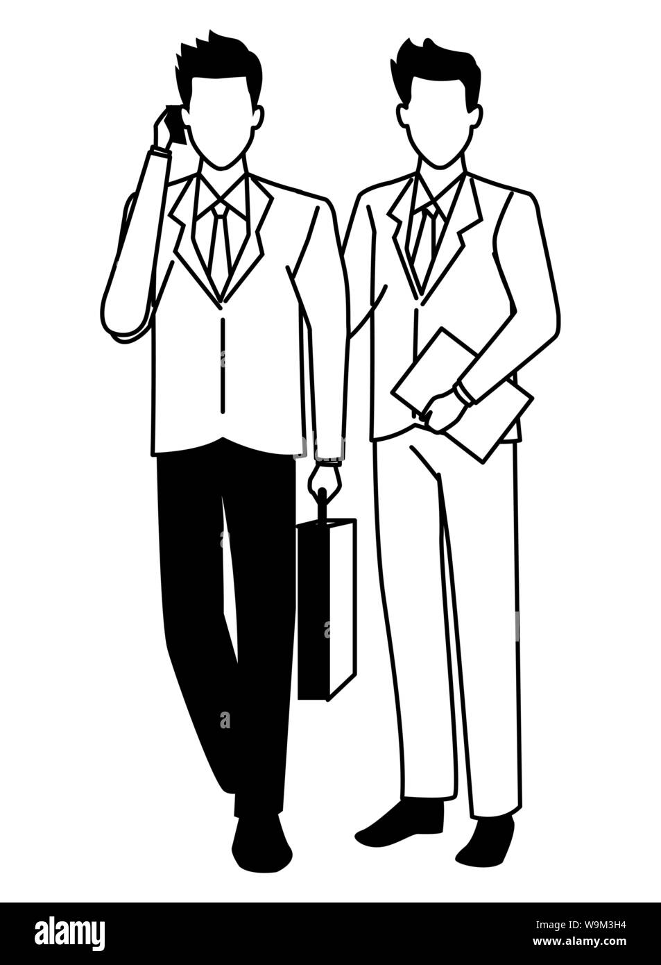 Executive business entrepreneur couple in black and white Stock Vector