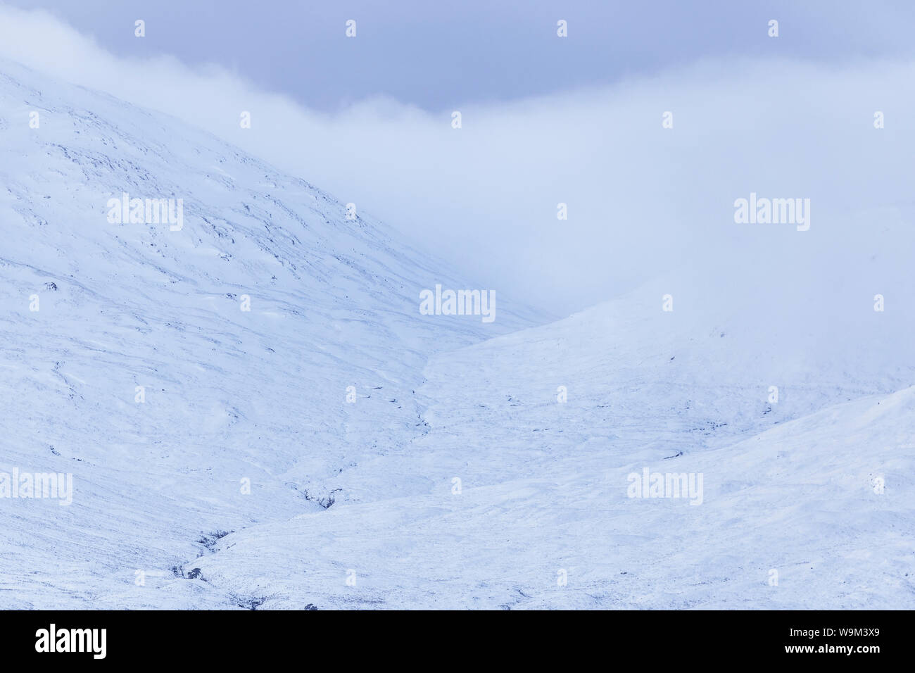 Heavy snow in the Glen Garry area of the Scottish Highlands, UK. Stock Photo