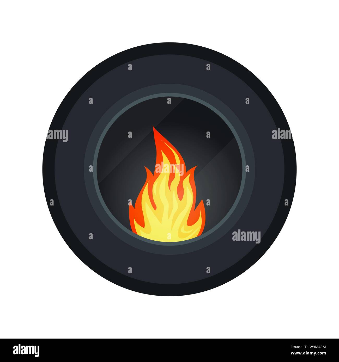 Icon Round Black Modern Electric Or Gas Cozy Fireburning Fireplace