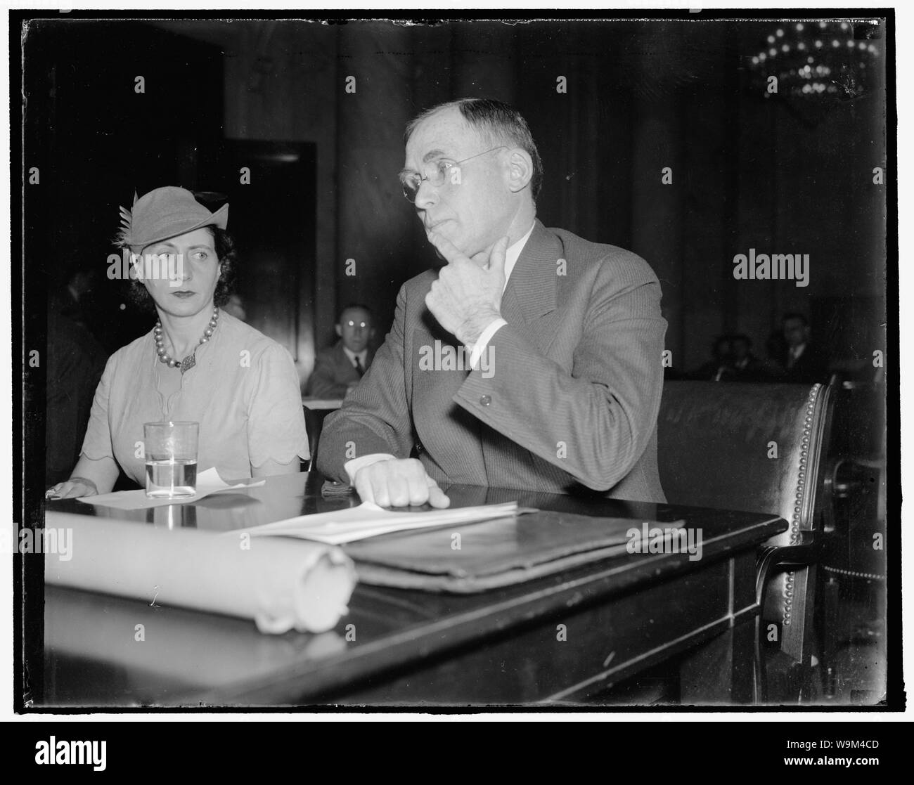 Appears before senate unemployment committee. Washington, D.C., Jan. 13. J.D.A. Morrow, President of the Pittsburgh Coal Co., today asked the administration for a frank acknowledgement of mistakes and a clear and unequivocal statement of future policies without any intimations or suspicions of concealed or different purposes, 1/13/38 Stock Photo