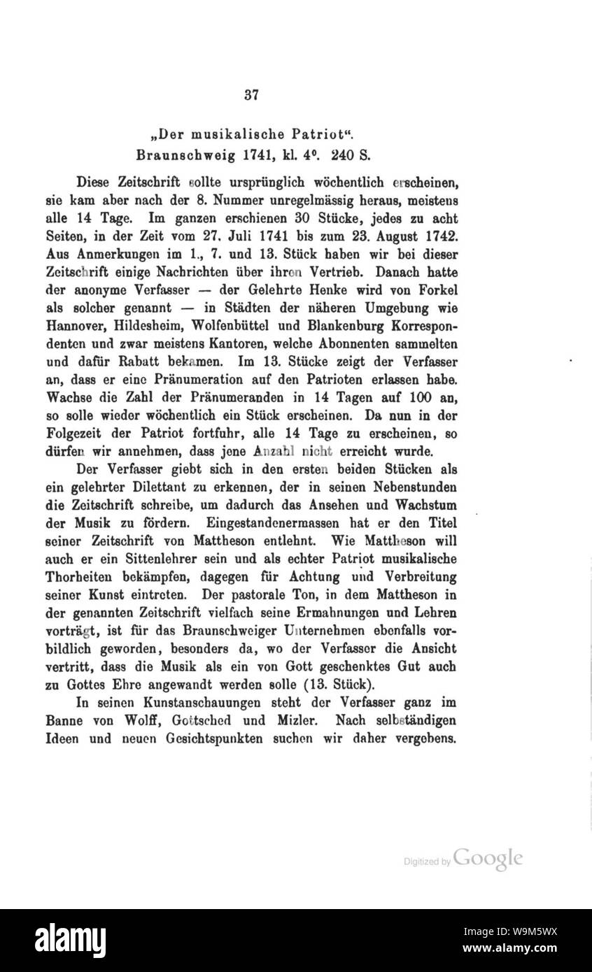 Die Anfänge des musikalischen Journalismus Seite 37 Stock Die Anfänge des musikalischen Journalismus Seite 37 Stock
