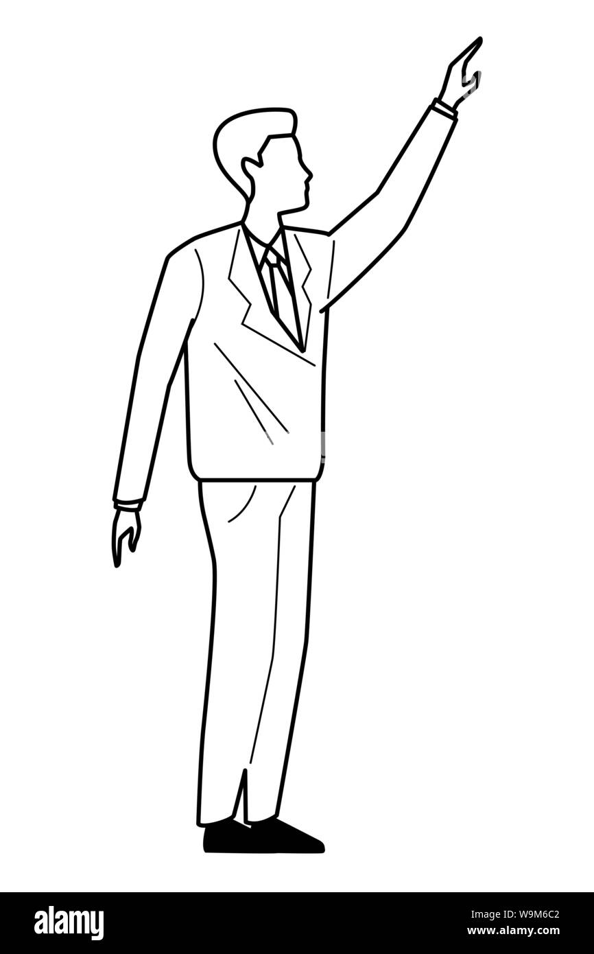Executive businessman with arm up in black and white Stock Vector Image ...