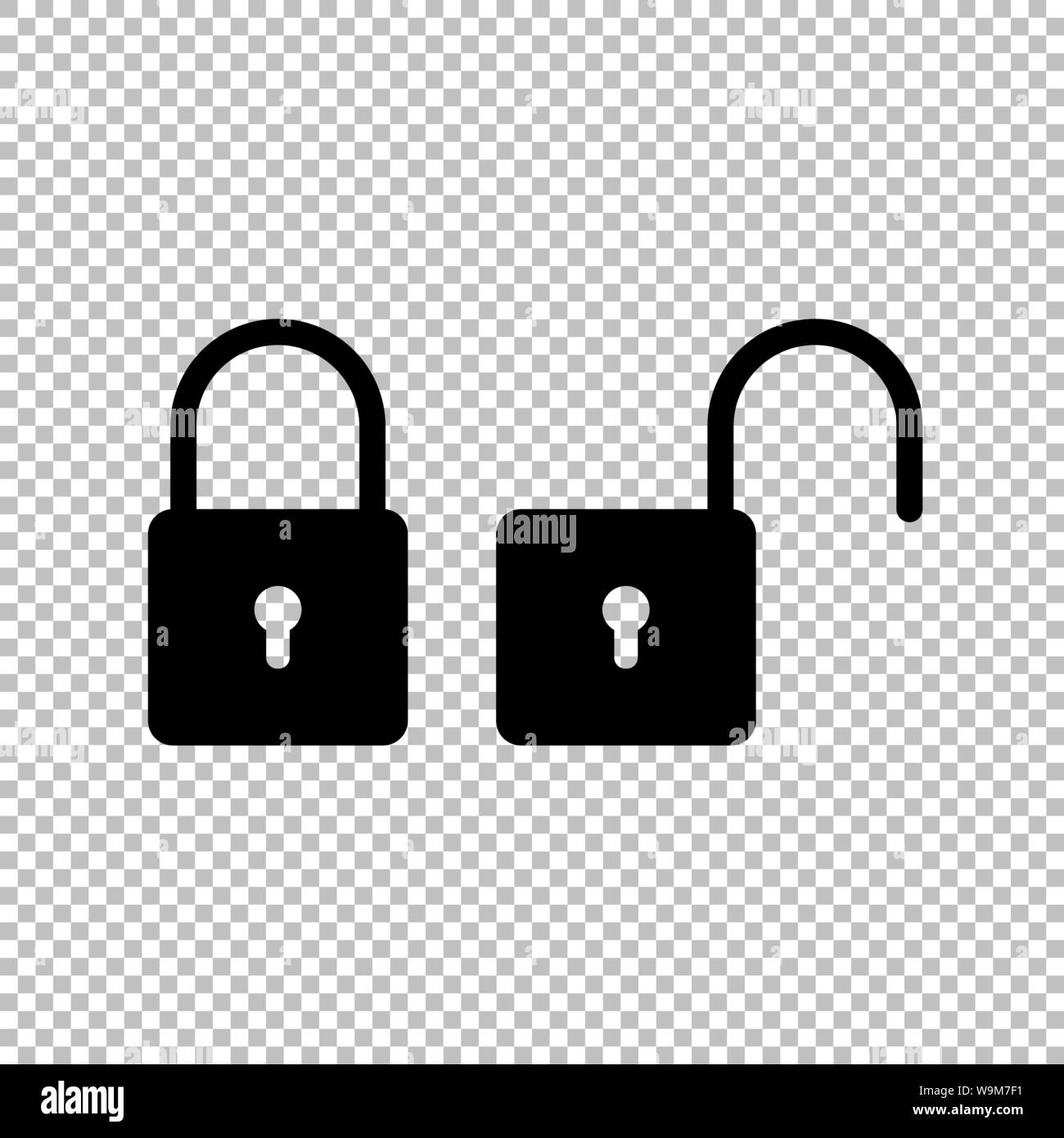 Lock icon flat style isolated on transparent background, Security