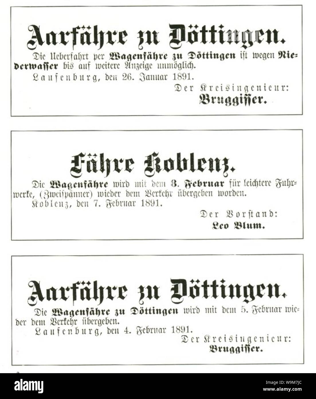 Die Botschaft 1891 Aarfaehre. Stock Photo
