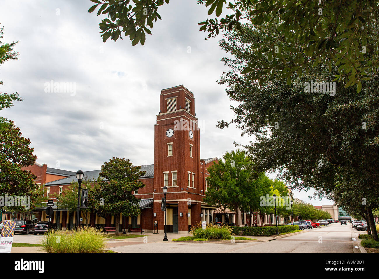 Clock tower at Firewheel Town Center in Garland Tx. Stock Photo