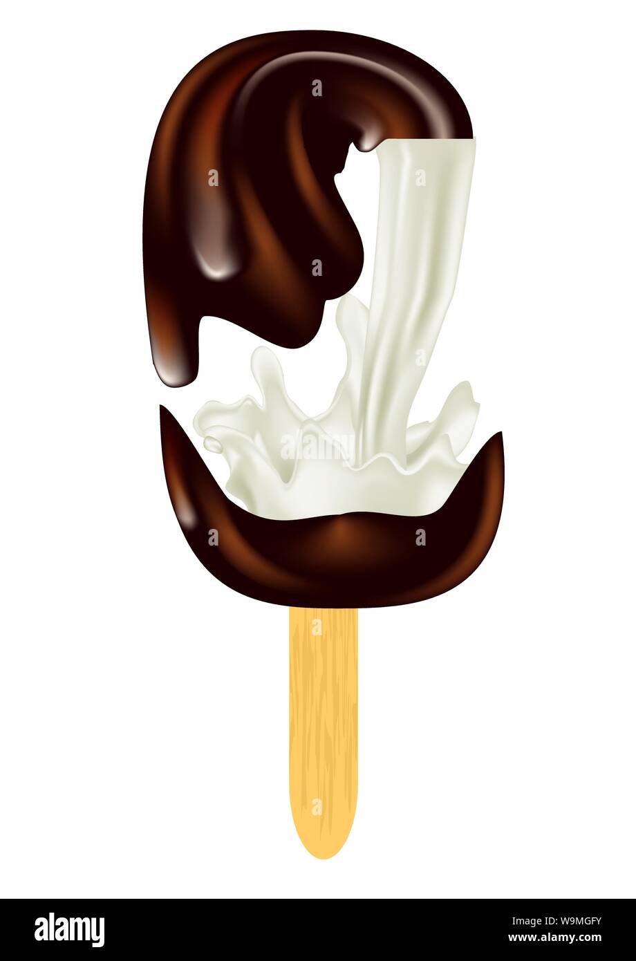 ice cream with chocolate isolated on white background Stock Vector