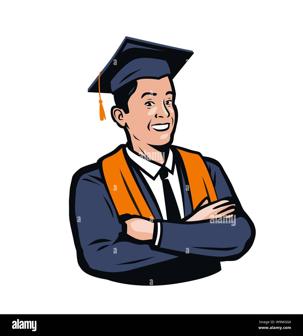 Happy graduating student. Education, school, college concept. Cartoon vector illustration Stock Vector