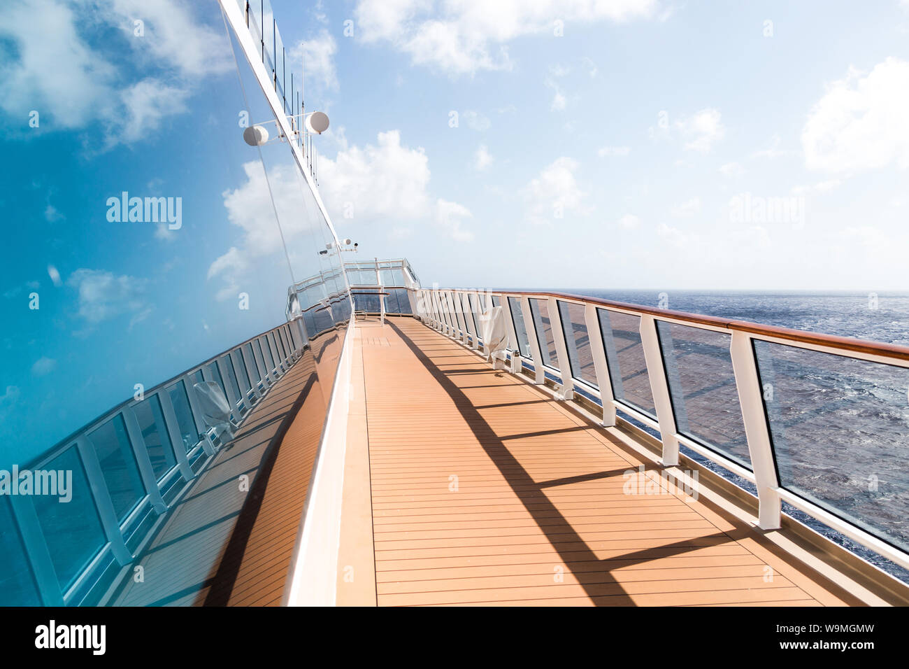 Cruise ship empty open deck with copy space Stock Photo - Alamy