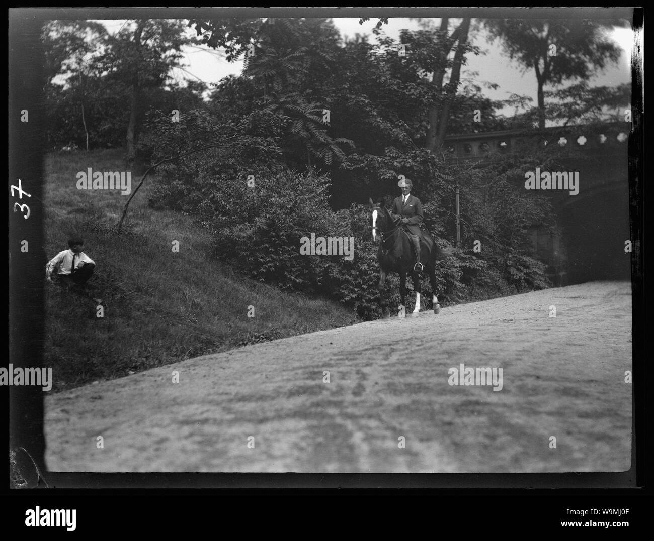 Arnold Genthe riding Chesty Stock Photo