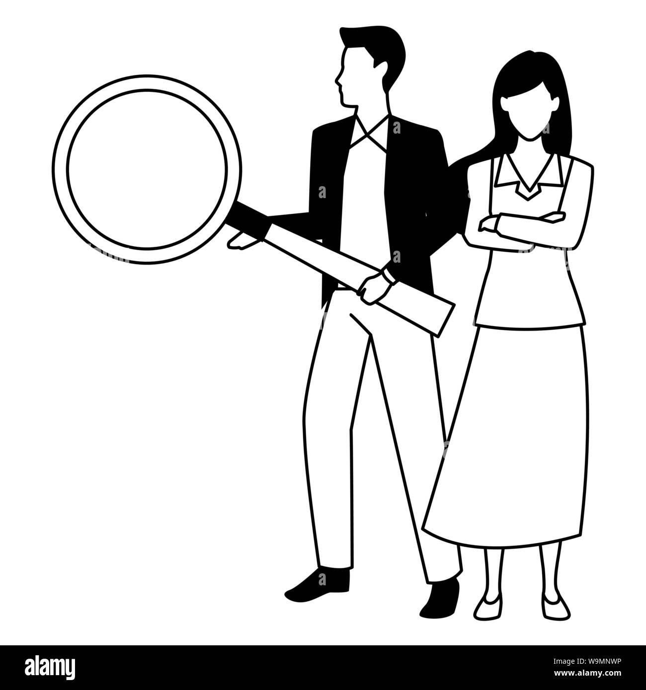 Executive business entrepreneur couple in black and white Stock Vector