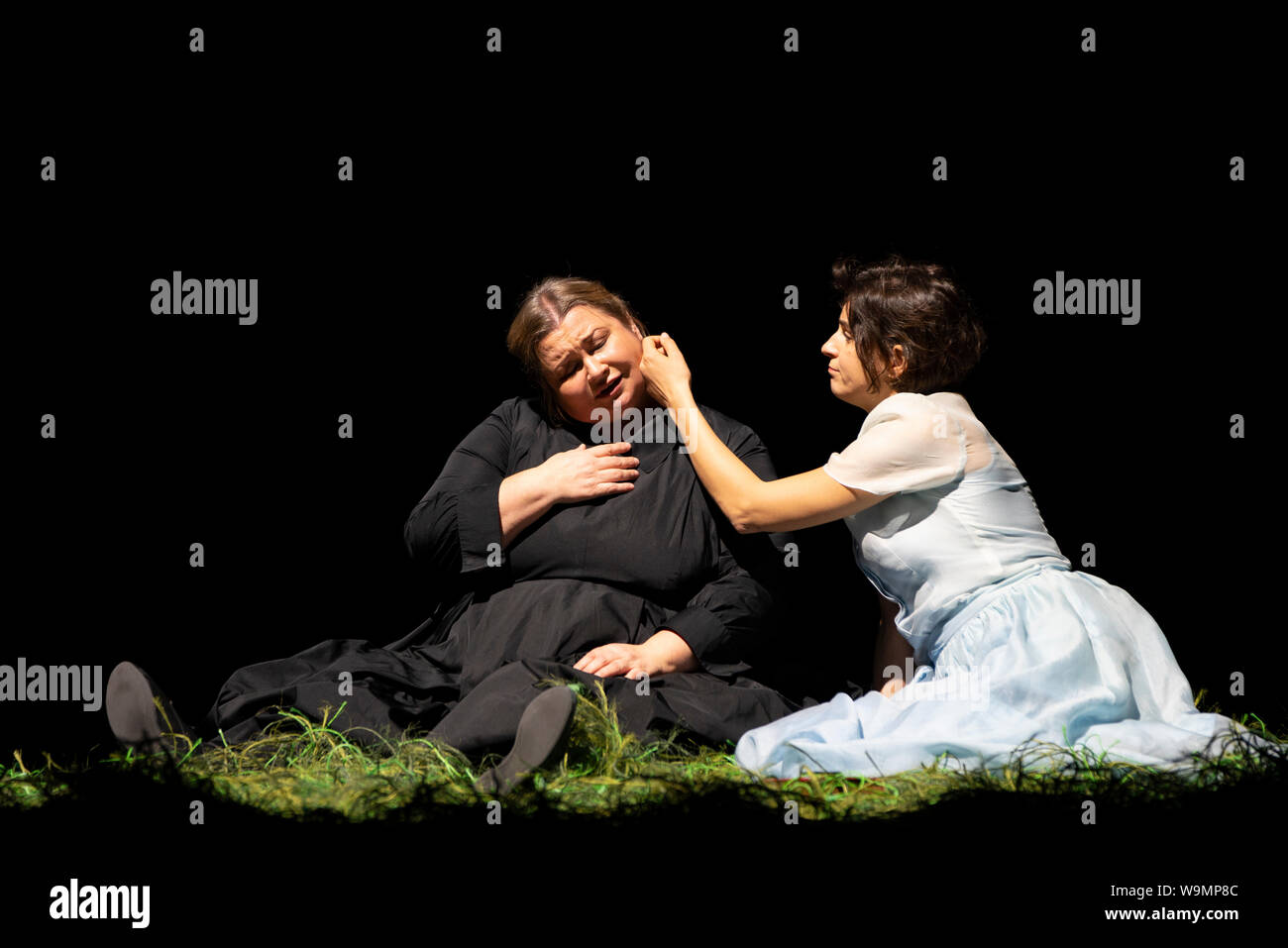 Edinburgh, Scotland, UK. 14th Aug, 2019. Preview performance of Tchaikovsky's opera Eugene Onegin by the Komische Oper Berlin in the Festival Theatre as part of the Edinburgh International Festival. Komische Oper Berlin return to the International Festival for Tchaikovsky's best-loved opera, based on Alexander Pushkin's classic verse novel. Tchaikovsky's heart-breaking love story uses the author's poetry to create lyrical scenes that contrast the austerities of country life with the excesses and opulence of the Russian imperial court. Credit: Iain Masterton/Alamy Live News Stock Photo