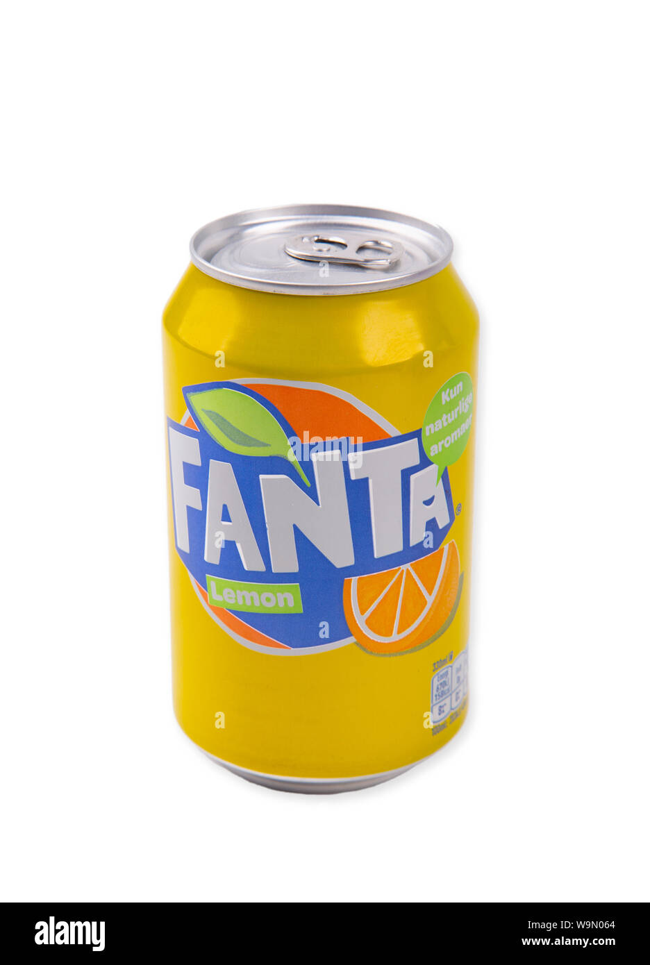HUETTENBERG, GERMANY AUGUST 13, 2019 Strawberry and Kiwi Fanta can on white background. Fanta is popular fruit-flavored carbonated soft drink created Stock Photo
