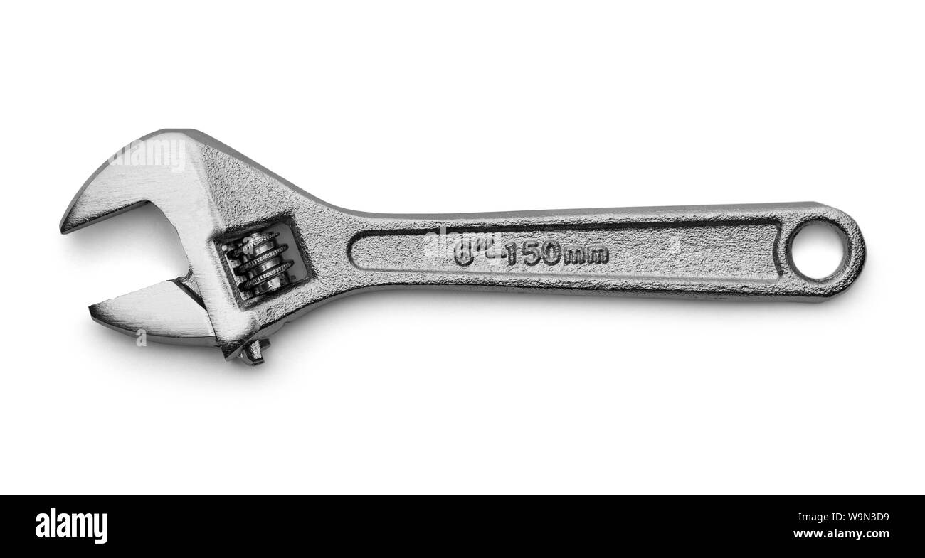 Open Adjustable Cresent Wrench Isolated on White. Stock Photo