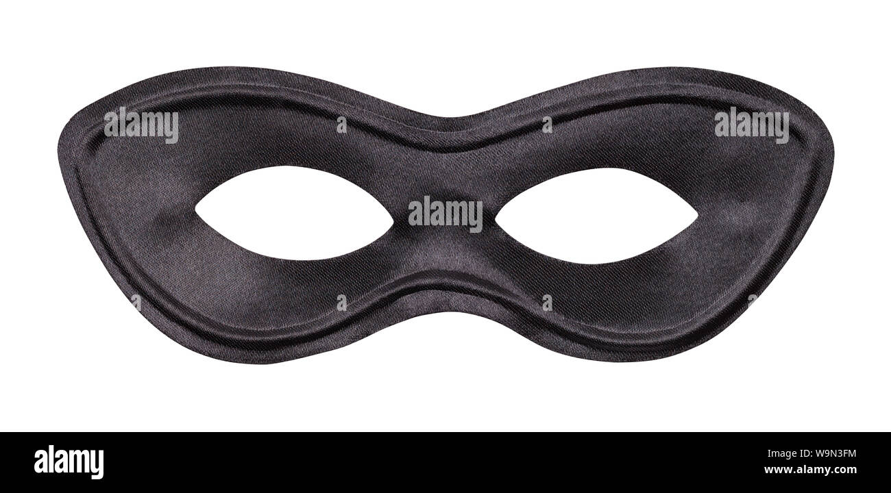Black Fabric Face Mask Cut Out on White. Stock Photo