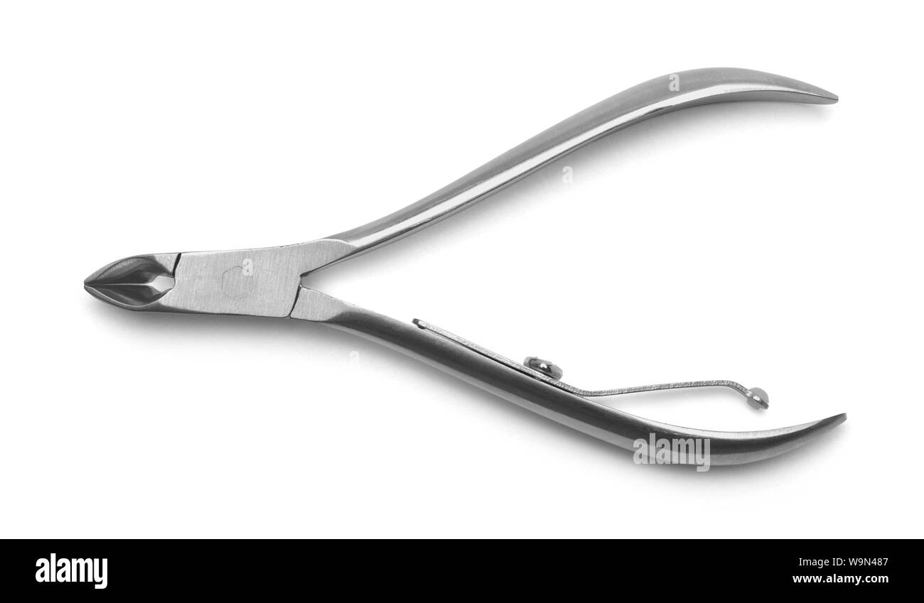Finger Nail Scissors Clippers Isolated on White. Stock Photo