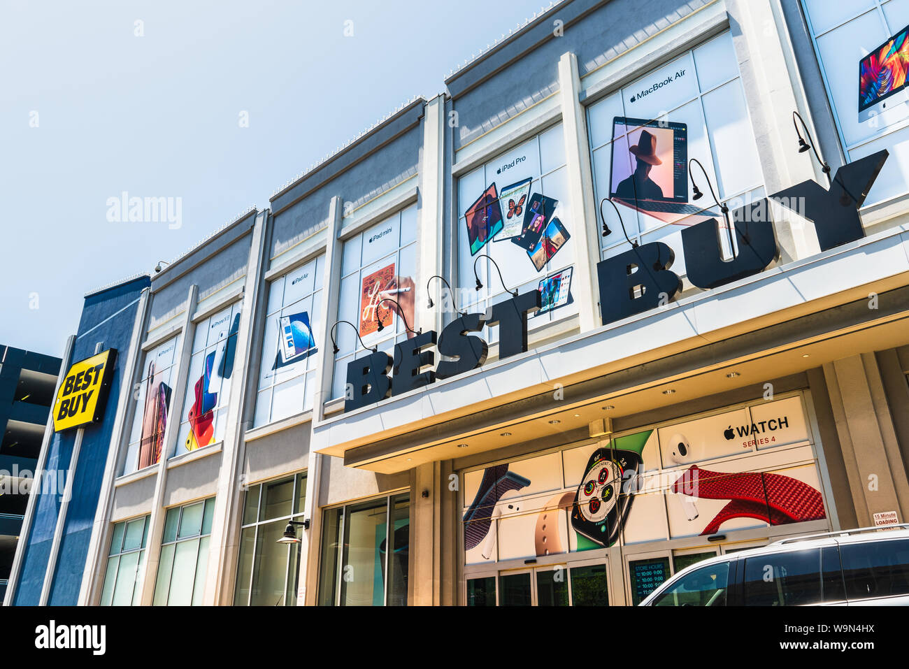 August 9, 2019 San Jose / CA / USA - Best Buy store located in the Santana Row shopping area Stock Photo