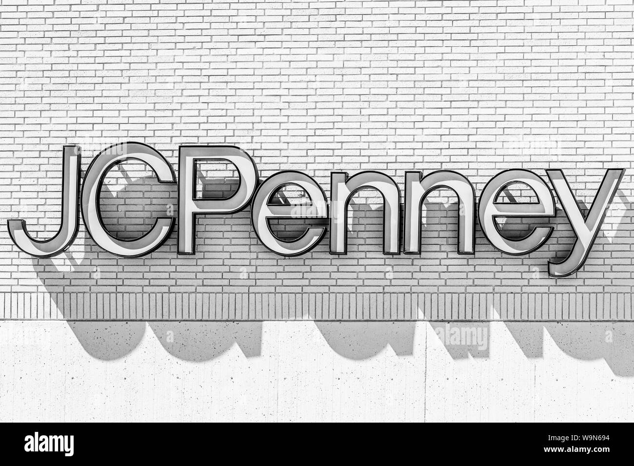 August 14, 2019 San Jose / CA / USA - Close up of JCPenney sign at a department store located in a mall in South San Francisco bay area Stock Photo
