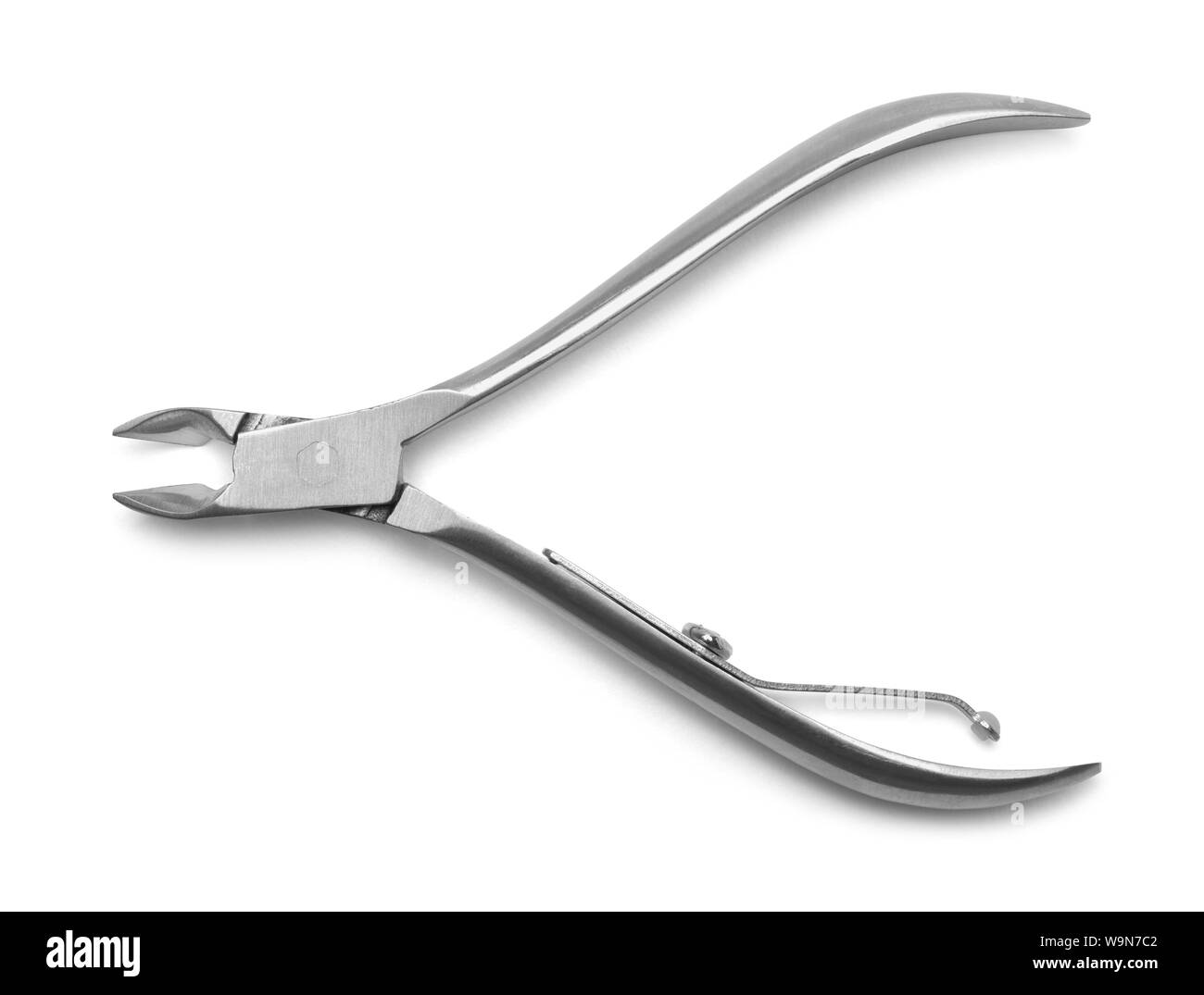 Metal Toenail Scissors Clippers Isolated on White. Stock Photo