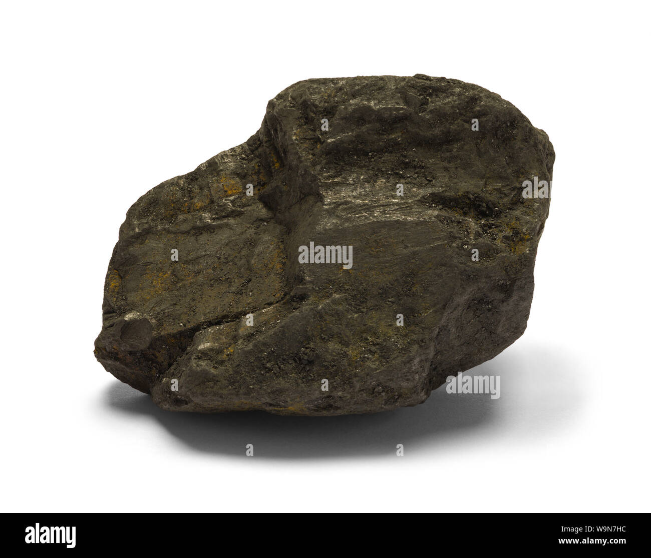 One Piece of Black Coal Isolated on White. Stock Photo