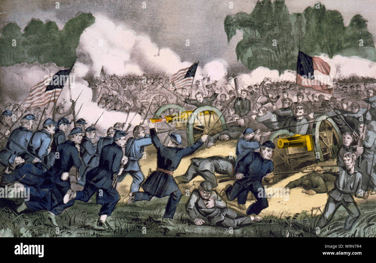 Battle of Gettysburg, by Currier and Ives Stock Photo