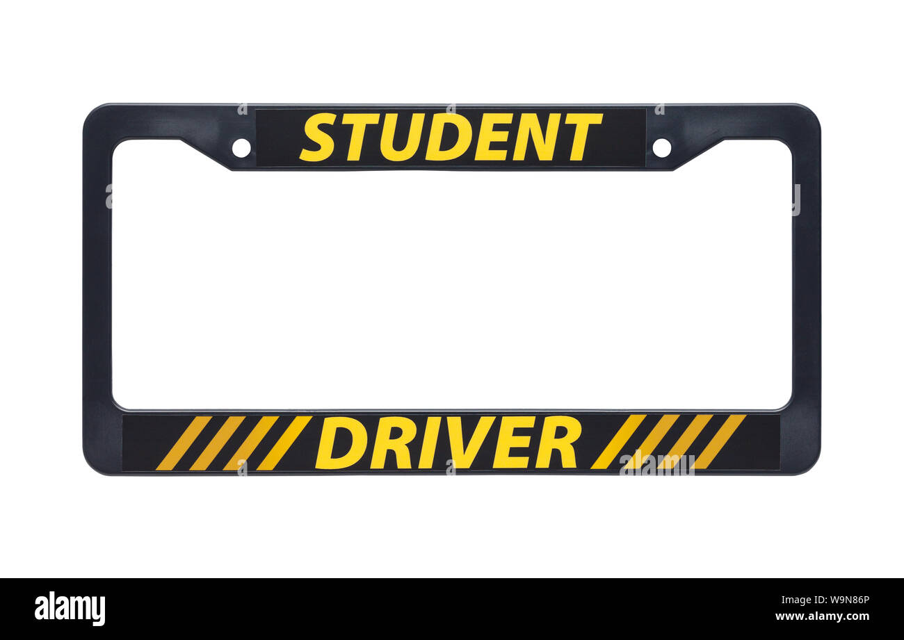 Student Driver License Plate Cover Isolated on White. Stock Photo
