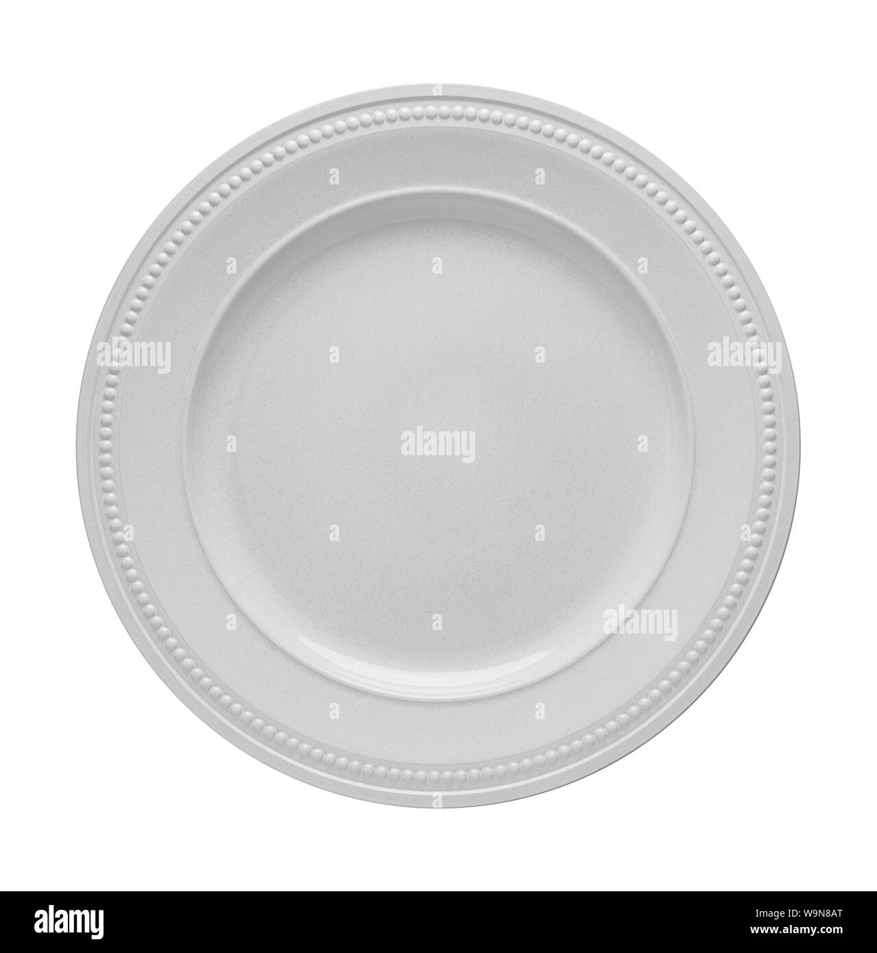 Blank White Plate Top View Cut Out. Stock Photo