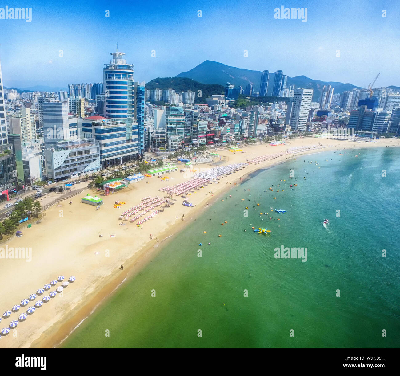 Aeril View of Sunny Summer Gwangalli Beach, Busan, South Korea, Asia ...