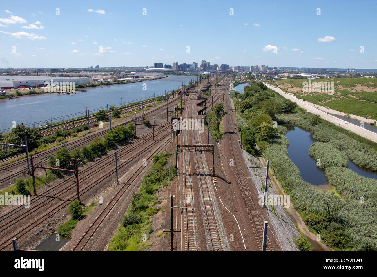 Jersey City from NJ Turnpike Stock Photo