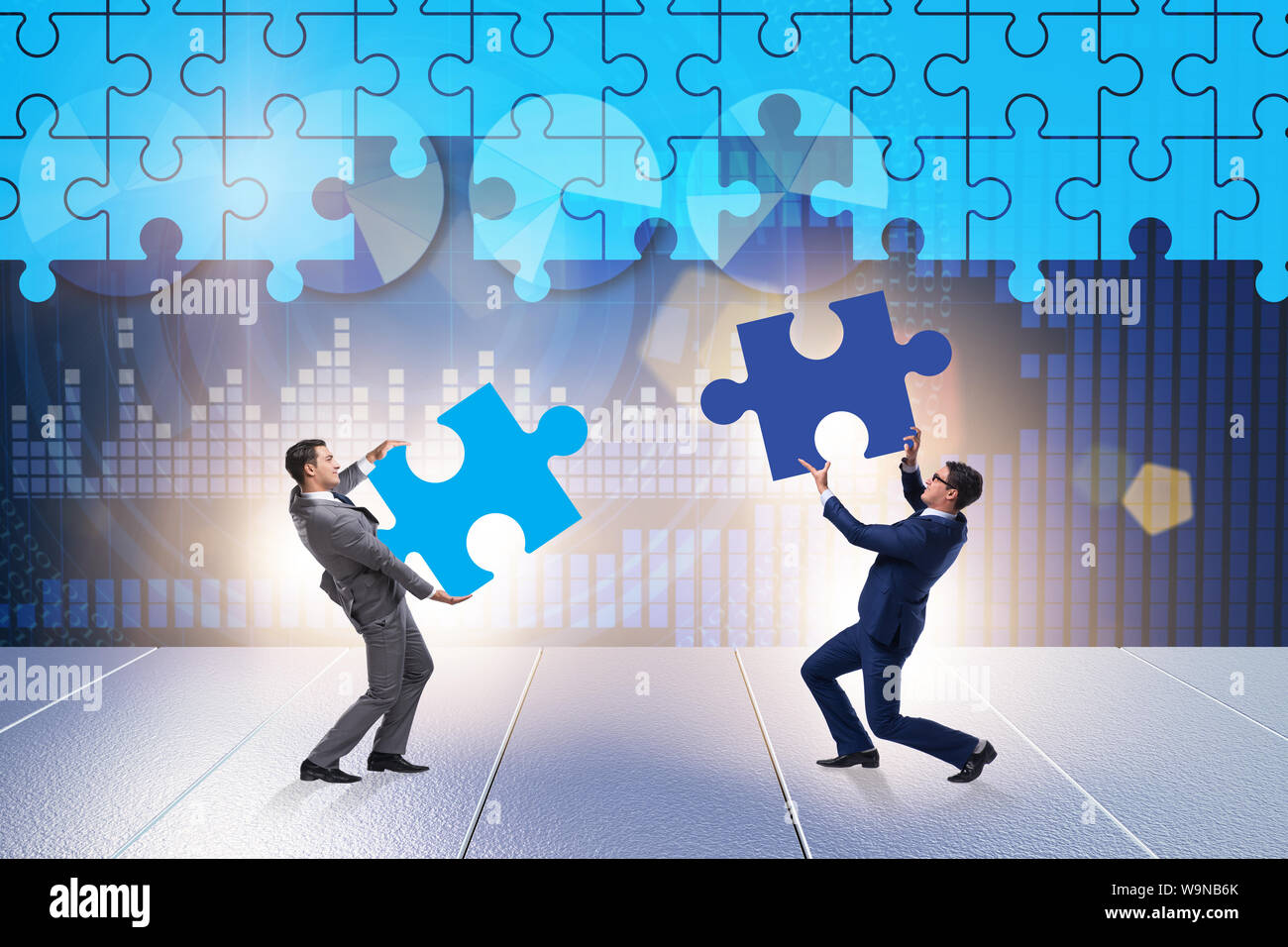 The concept of businessman with missing jigsaw puzzle piece Stock Photo ...