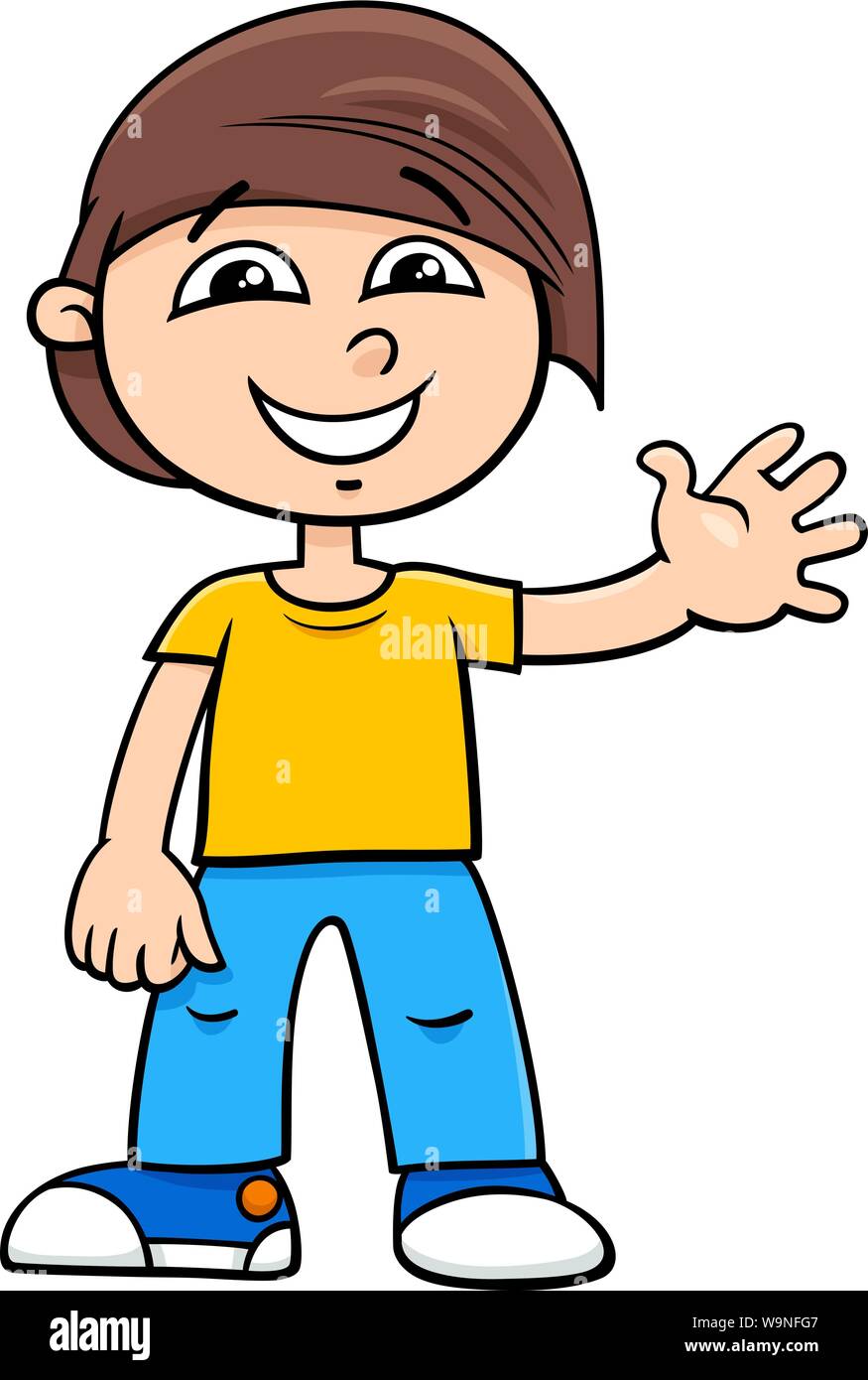 Cartoon Illustration of Elementary or Teen Age Funny Boy Character ...