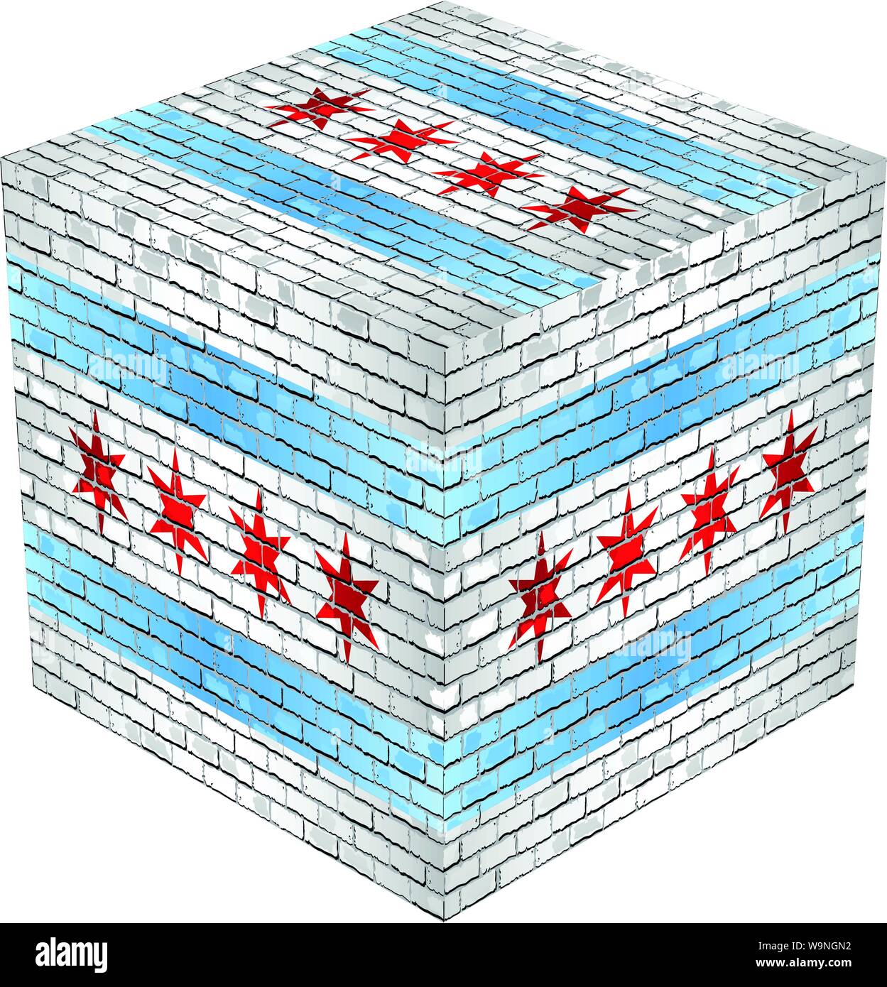 Chicago Cube in made of bricks - Illustration Stock Vector