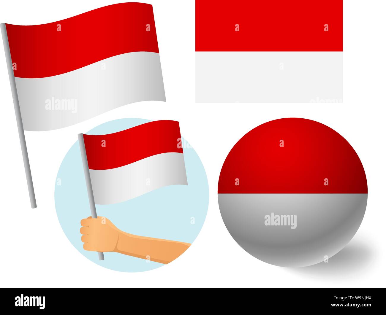 Monaco flag icon set. National flag of Monaco vector illustration Stock ...