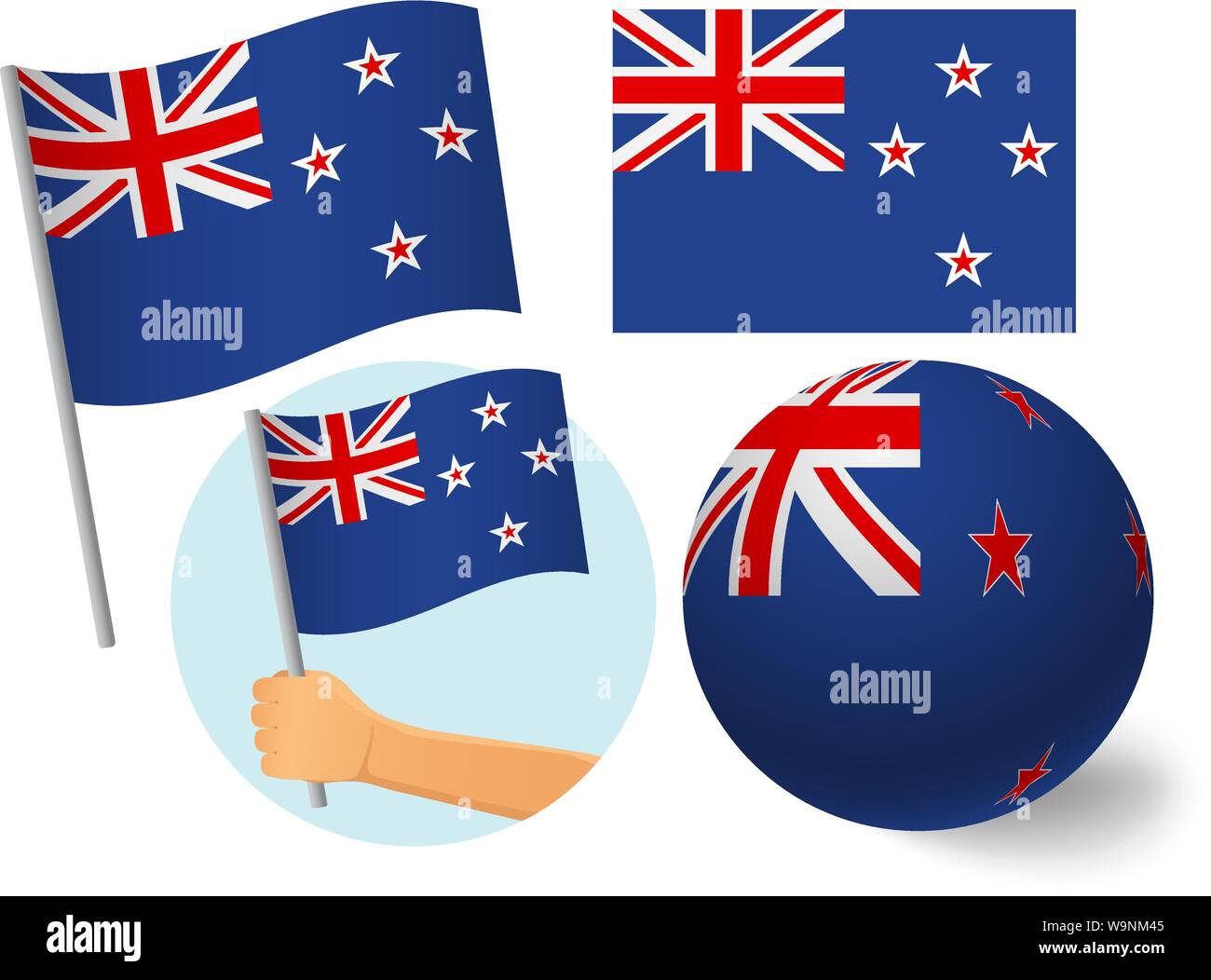 New Zealand flag icon set. National flag of New Zealand vector illustration Stock Vector Image