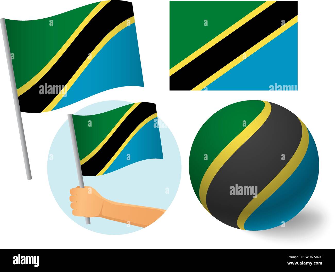 Tanzania flag icon set. National flag of Tanzania vector illustration ...