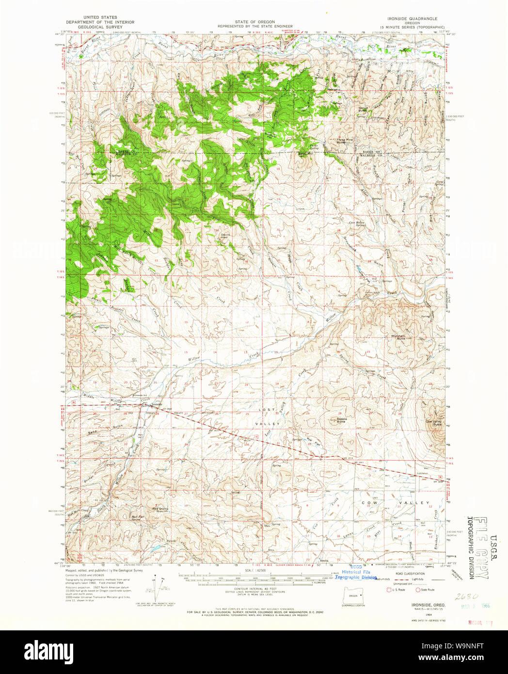 USGS Topo Map Oregon Ironside 282605 1964 62500 Restoration Stock Photo