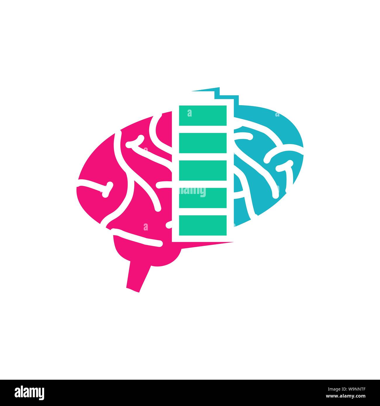 Brain Logo template Think idea concept Brainstorm power thinking icon Stock Vector