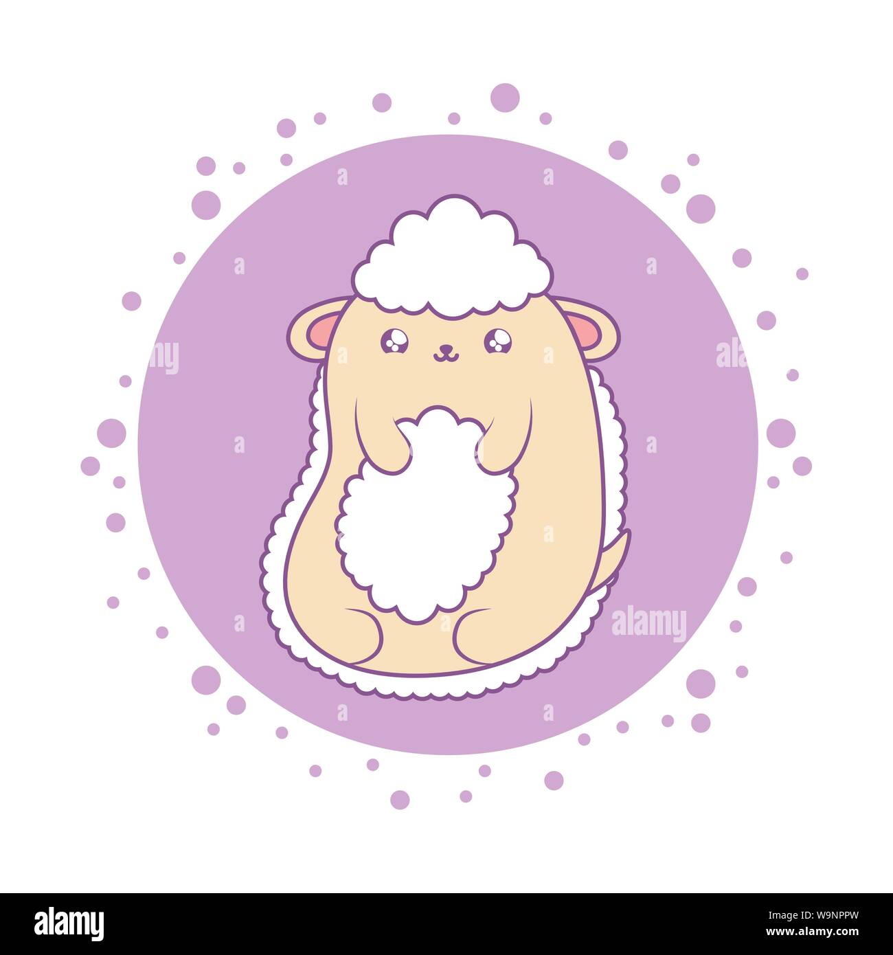 cute sheep baby animal kawaii style vector illustration design Stock ...