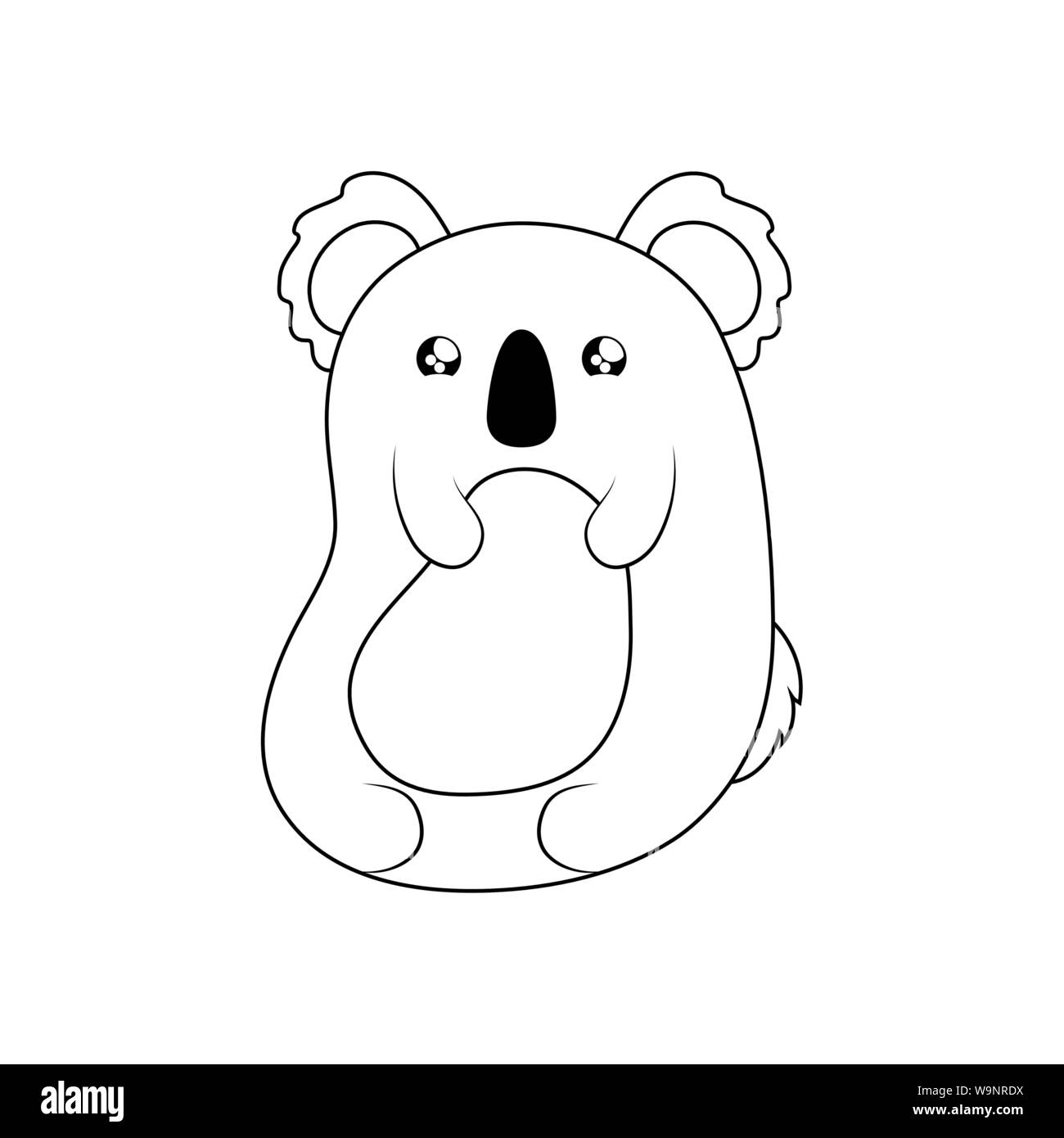 Koala kawaii cute animal icon Black and White Stock Photos & Images - Alamy