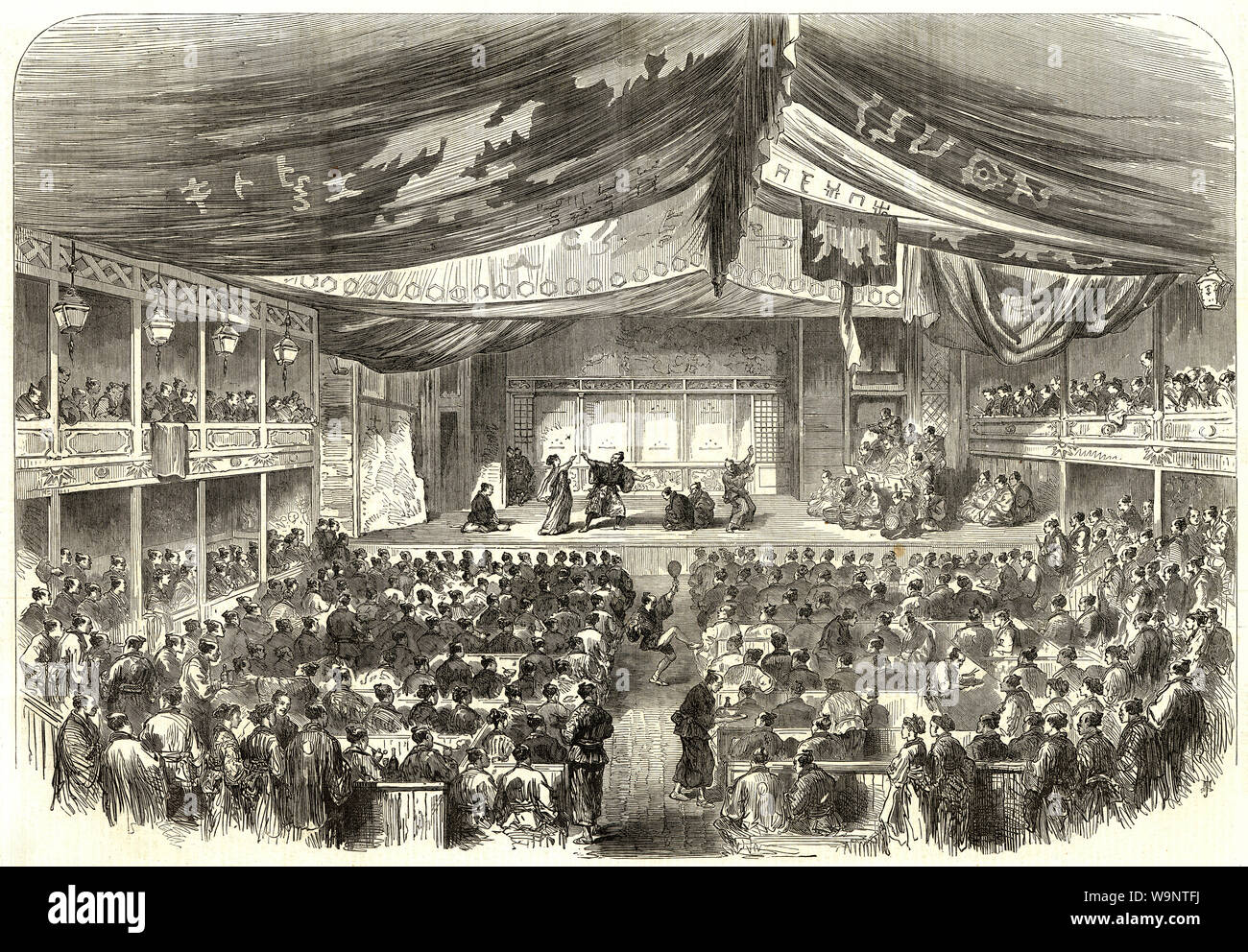 [ 1860s Japan Japanese Theater Performance ] — Actors performing on