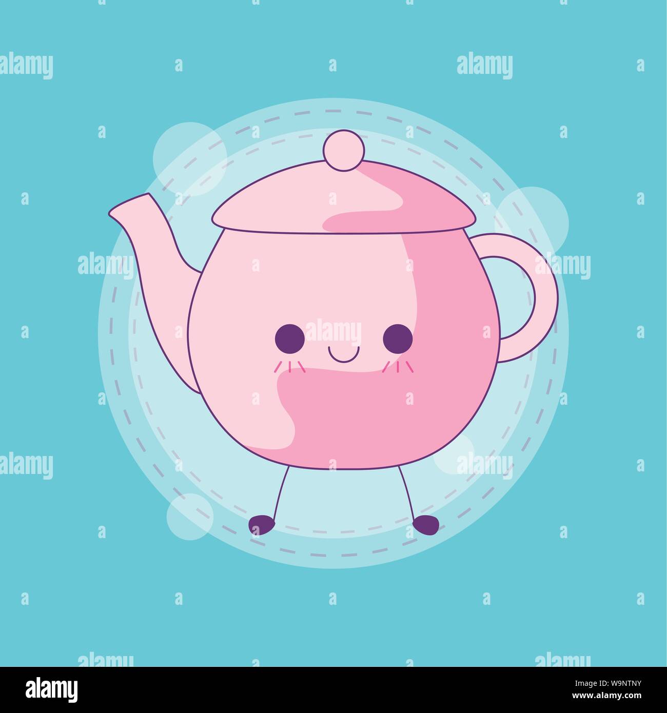 cute teapot kitchen kawaii style vector illustration design Stock