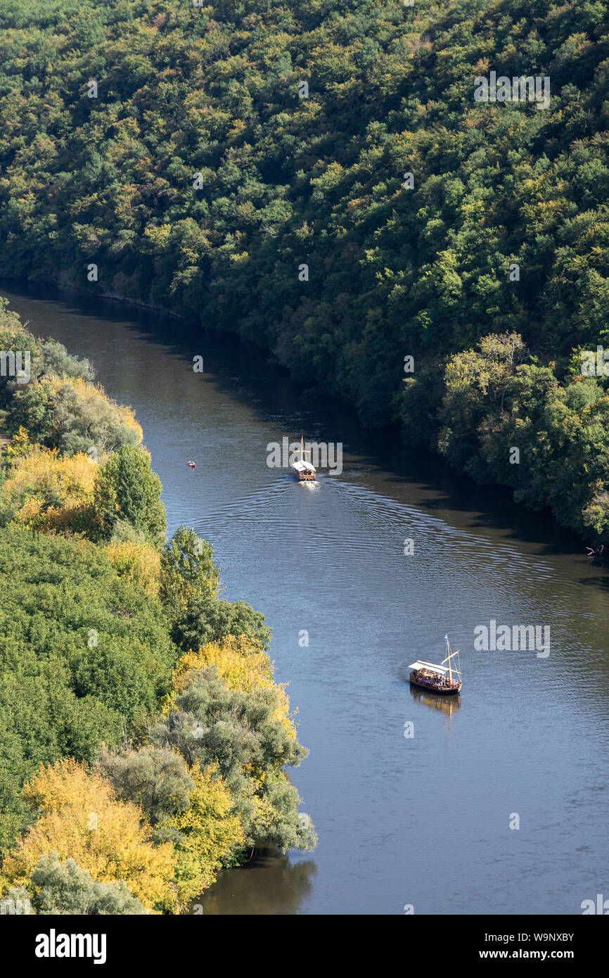 Boats on the Dordogne River Stock Photo