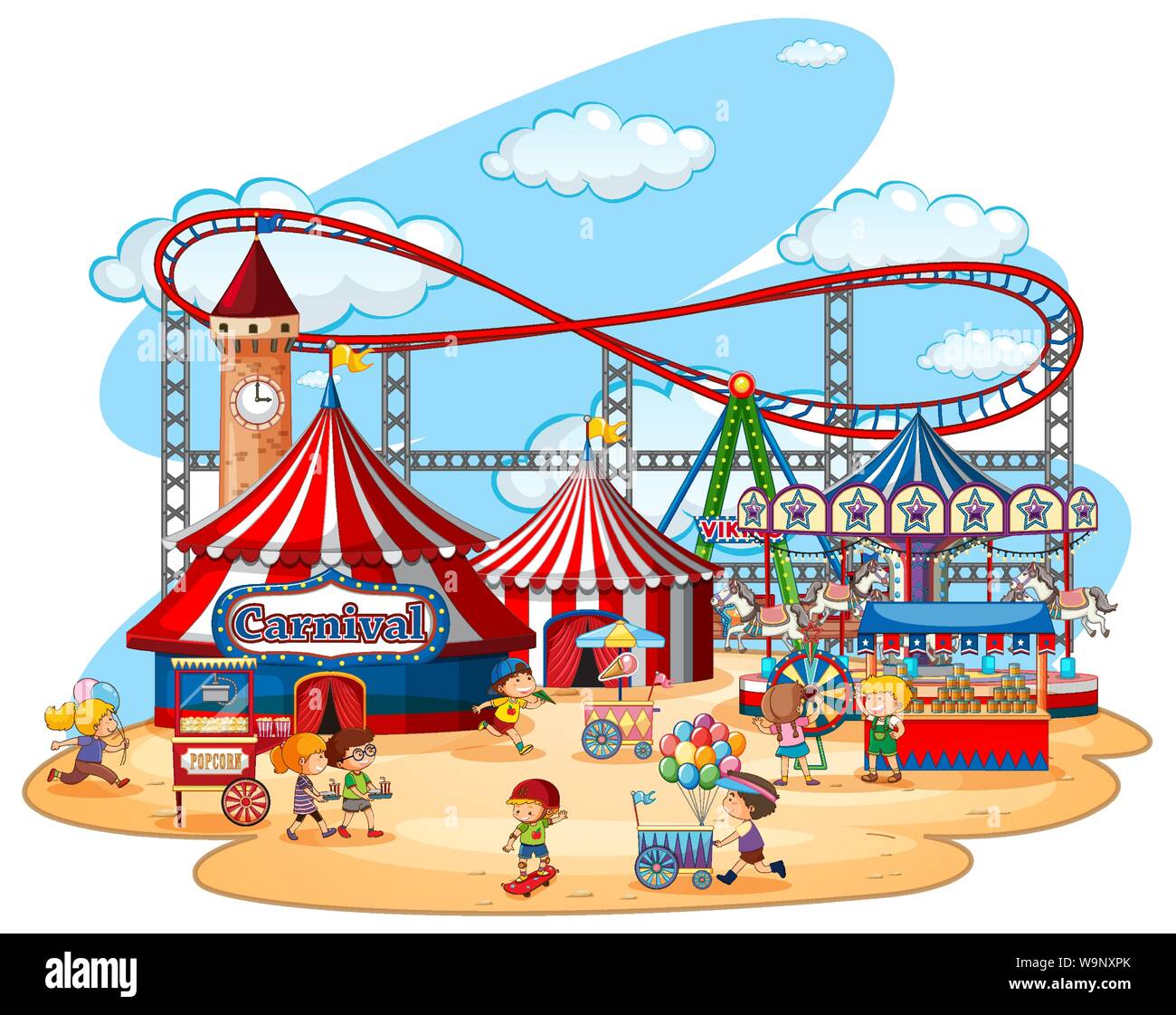 Fun fair theme park on isolated background illustration Stock Vector ...