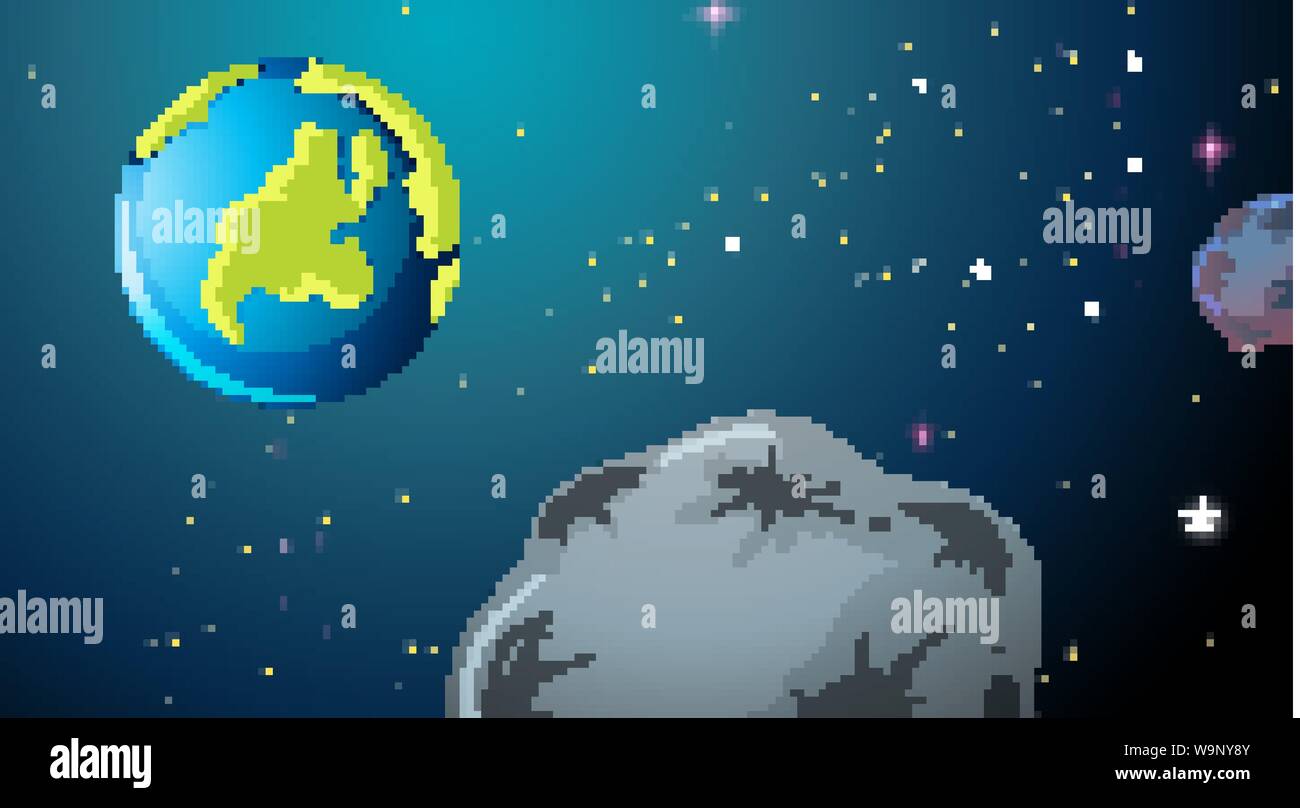 Earth and asteroid space scene illustration Stock Vector Image & Art ...