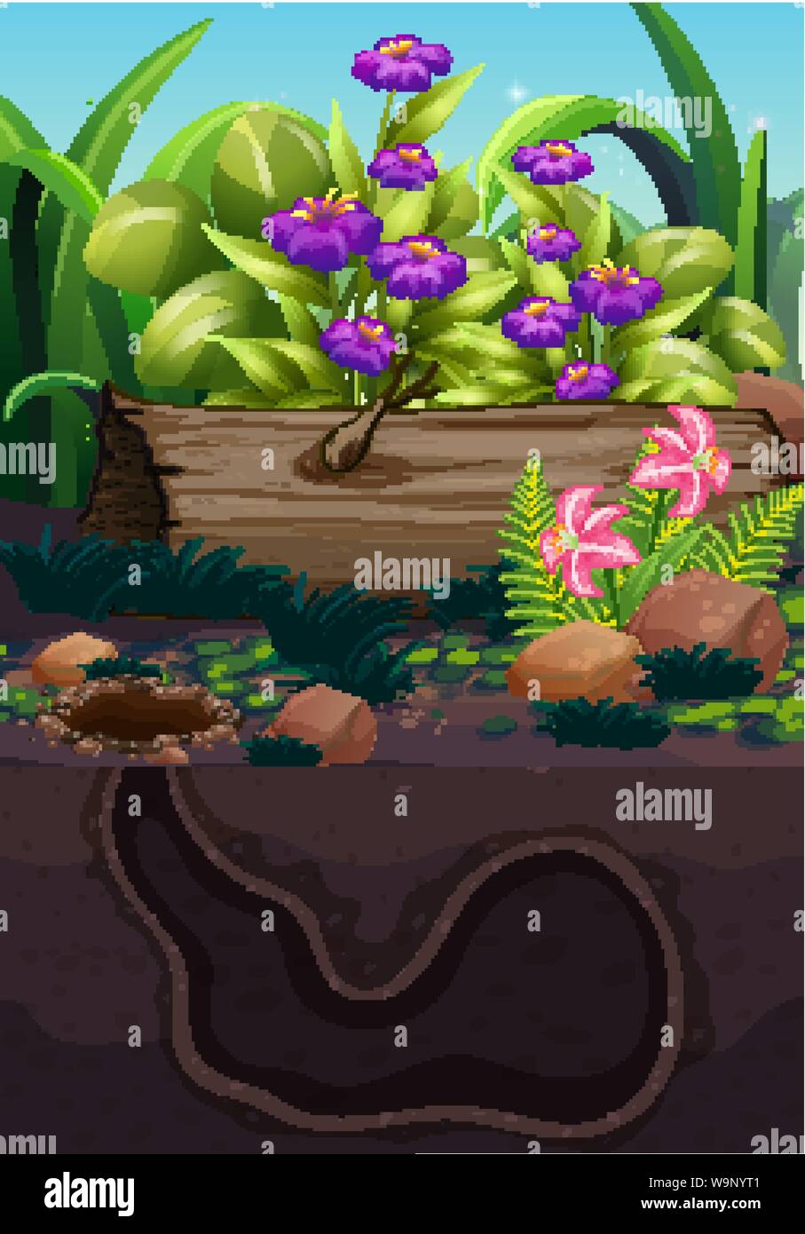 Nature Scene With Flower And Underground Hole Illustration Stock Vector Image Art Alamy Nature Scene With Flower And Underground Hole Illustration Stock Vector Image Art Alamy