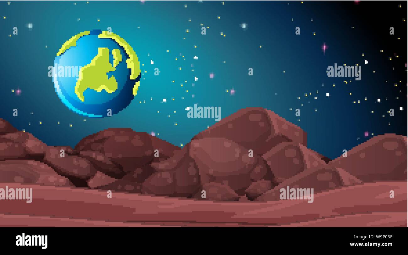 Mars landscpae earth scene illustration Stock Vector Image & Art - Alamy