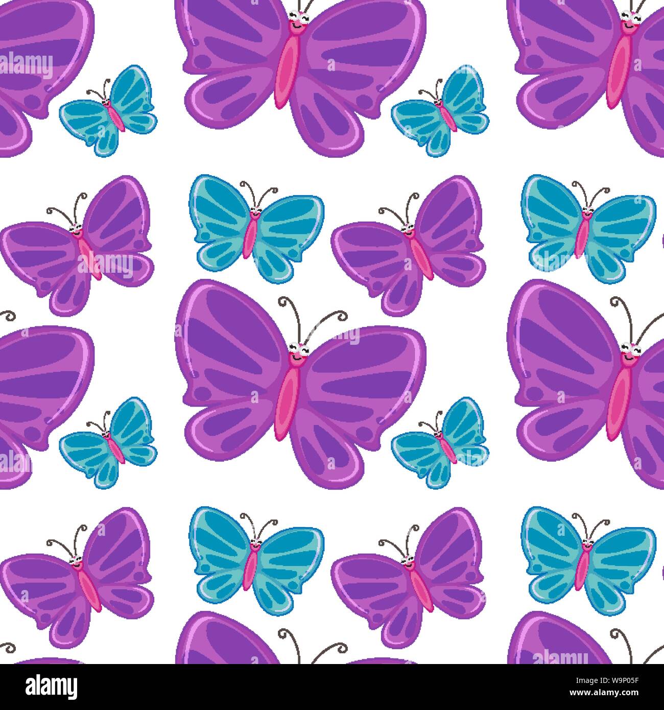 Seamless pattern tile cartoon with butteflies illustration Stock Vector ...