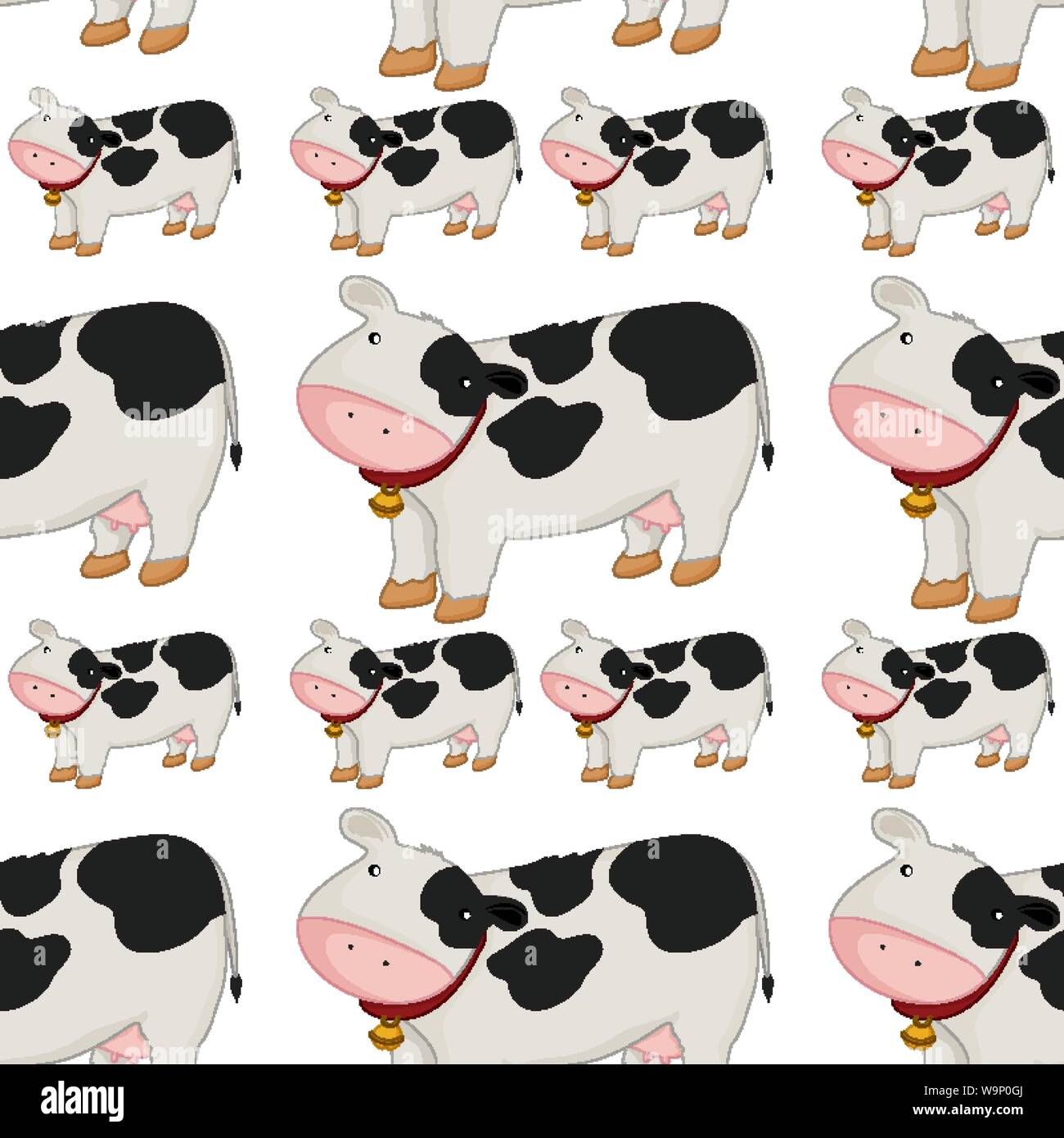 Simple Cartoon Cow Pattern Seamless pattern tile cartoon with cow illustration Stock Vector Image ...