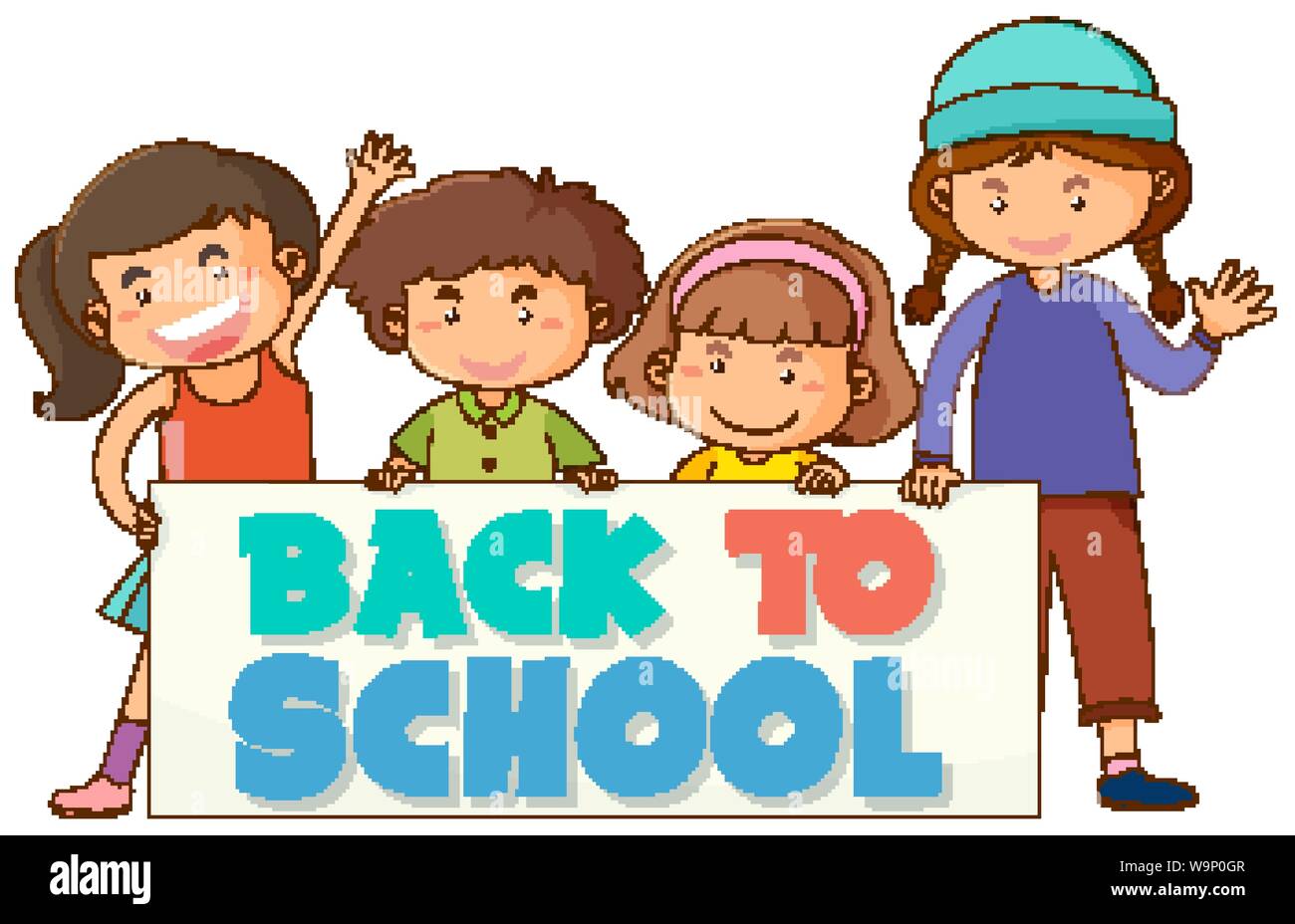 Back to school template with children illustration Stock Vector Image ...